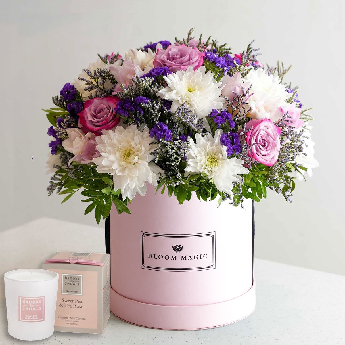 Cafe De Flore Gift Set with Brooke &amp; Shoals Sweet Pea and Tea Rose Candle